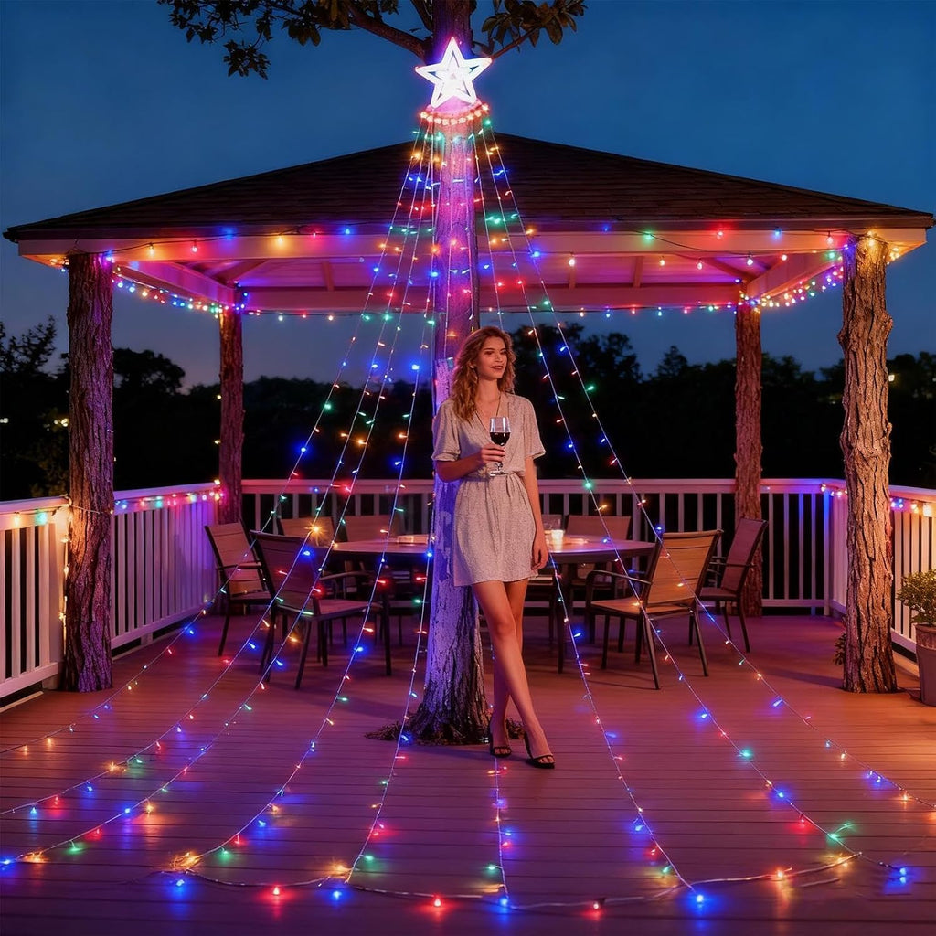 Luces Solares de Navidad en Cascada con Estrella
