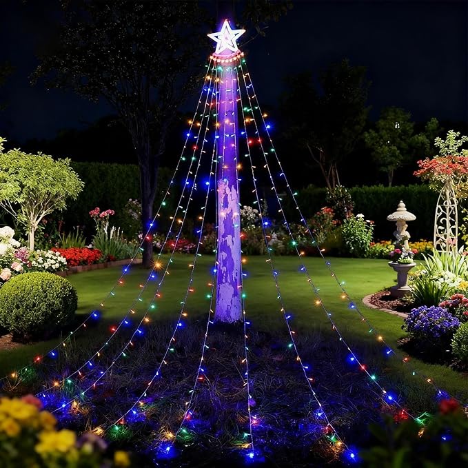 Luces Solares de Navidad en Cascada con Estrella