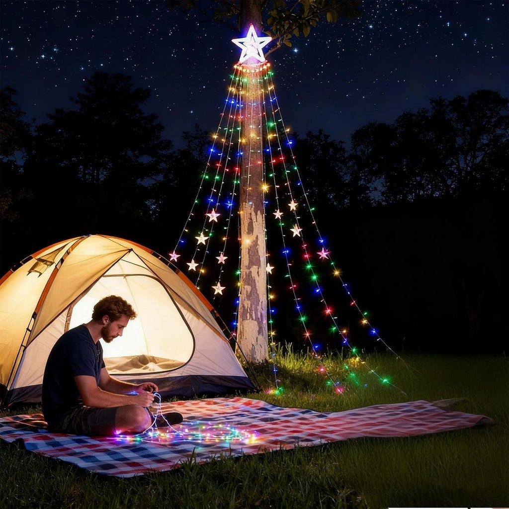Luces Solares de Navidad en Cascada con Estrella