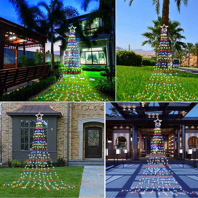 Luces Solares de Navidad en Cascada con Estrella