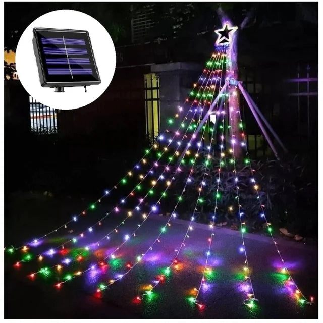 Luces Solares de Navidad en Cascada con Estrella