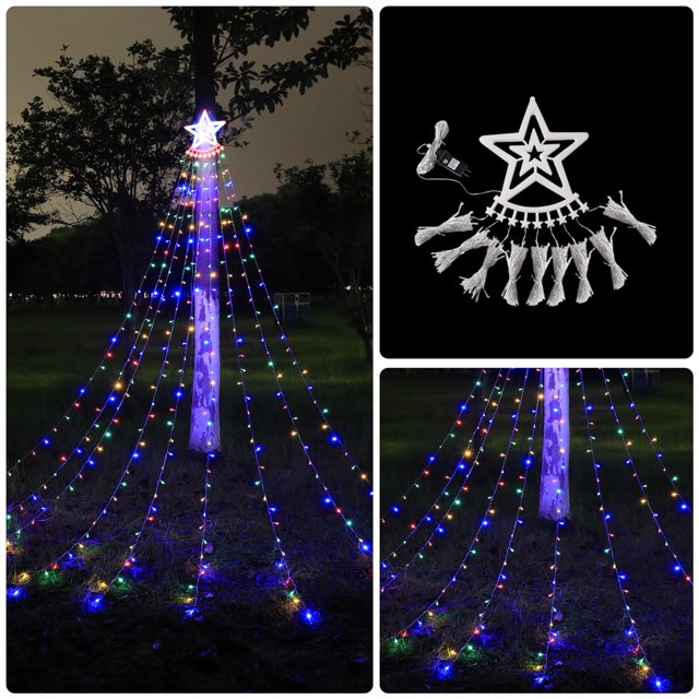 Luces Solares de Navidad en Cascada con Estrella